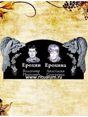 Памятник резной из гранита ЧПУ «Скорбящий с розами-семейный» — ritualum.ru